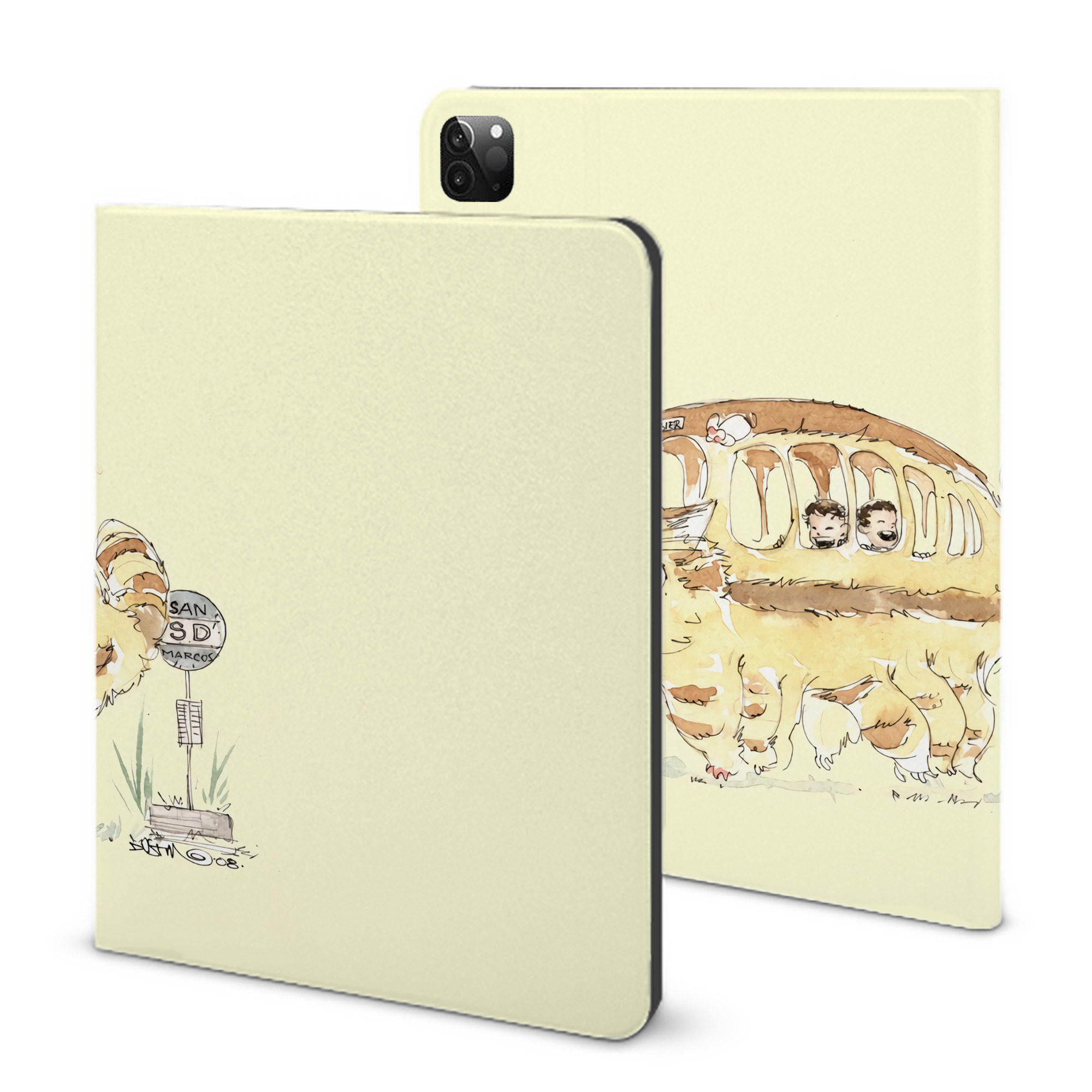（画像用） となりのトトロ 草壁メイ 草壁サツキ My Neighbor Totoro Satsuki Kusakabe Mei Kusakabe IPadケース ペンホルダー付き ブックスタイルデザイン